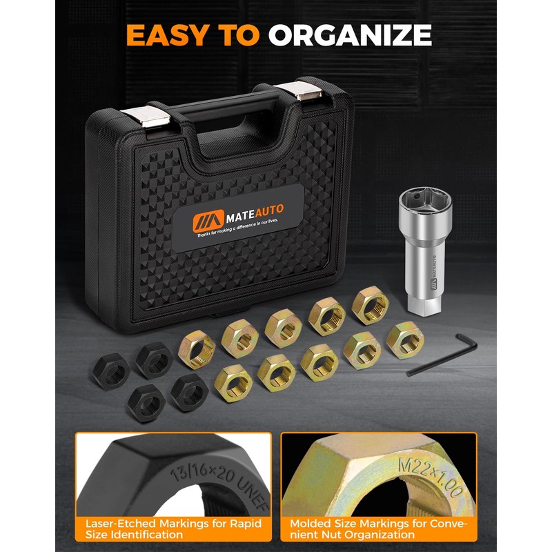 MateAuto Axle Spindle Rethreading Kit,16 Piece Precision Restorer Master Repair