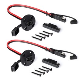 Ledvillage SAE Socket Sidewall Port Wire Solar Panel Mount with SAE Quick Disconnect Universal Flush-Mountable Connector for Solar Generator Battery Charger (Pack of 2 (1FT), 10 AWG)