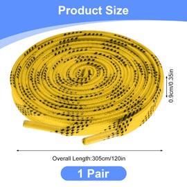 Vidacharmy 1 Pair of Ice Skates Waxed Shoelaces, Flat, Professional Shoelaces for Ice Hockey Professionals, 120 Inches-305 cm, Also Suitable for Inline Skates and Roller Shoes, yellow, Unit size