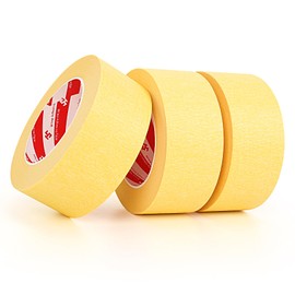 MR.TIMELAG 3 Rolls Masking Tape, Painter's Tape Waterproof 50 mm x 50 m - Universal Masking Tape for Painting Work and Decoration, Easily Removable Masking Tape - Painter's Masking Tape (Yellow)