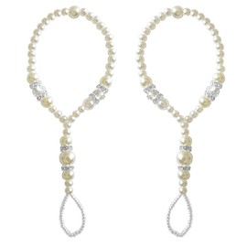 Sandalias descalzas para recién nacidos, sandalias descalzas con diamantes de imitación para bebé, accesorios para fotografía de regalo para niña, Blanco, 0-6 Months Infant