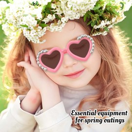 Baby Sunglasses Children's Sunglasses 3-9 Years, Polarised Children's Sunglasses, Funny Heart-Shaped Party Sunglasses, UV400 Protection, Pearl, Vintage Heart for Toddlers, Girls, Boys, Beach Party