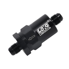 LokoCar 6AN Billet Inline Fuel Filter Adapter Fitting 30 Micron Aluminum Black