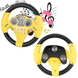 fifibang Children's Steering Wheel Toy, Music Steering Wheel with 360° Rotation, Children's Steering Wheel Tool for Car, Interactive Learning Toy for Children from 2 Years (Yellow)