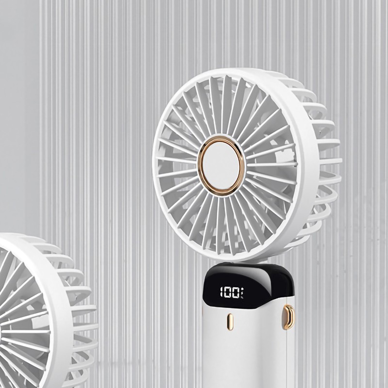 Folding Fan USB Digital Display Handheld Ergonomic Handle ABS PC