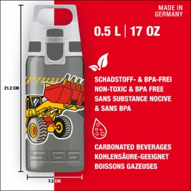 SIGG VIVA ONE Construction children's drinking bottle (0.5 L), non-toxic children's bottle with leak-proof lid, one-handed water bottle