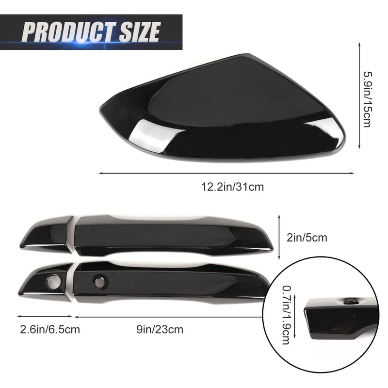 Side Mirror Cover Cap + Door Handle Covers Kit Compatible