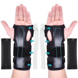 Apasiri Wrist Support, Wrist Splint for Right/Left Hand, Wrist Support with Aluminium Splint and Soft Padding for Carpal Tunnel, Arthritis, Tendonitis, Sprain (2, L)