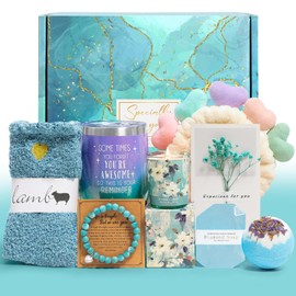 Get Well Gifts for Women, 9pc Happy Birthday Self Care Package Spa Bath Blue Gift Box for Women Who Have Everything New Mom Girl Grandma Coworkers Mothers Day