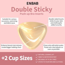 ENBAB Sticky Push Up Bra Inserts 2 Pairs-Double Sided Sticky Waterproof Bra Pads for Volume-Bathing Suit Bikini Inserts