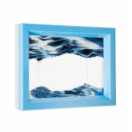 ANXUS Dynamic Moving Sand Art Liquid Motion Bubbler, Flowing Sand Art Picture Desktop Activity Calm Relaxing Desk Decor Voted Best Gift! (Ocean Heart) (Blue)