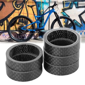 X AUTOHAUX Headset Spacer 10mm Carbon Fiber Handlebar Stem Spacer Fit 28.6mm Stem for MTB Mountain Road Bike Bicycle Cycling Matte Black 5pcs