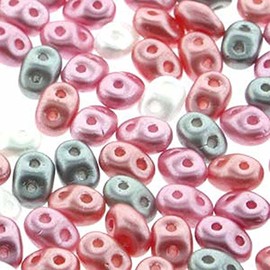 SuperDuo Pretty in Pink Mix 2.5x5mm 2 Hole Beads Czech Glass Seed Beads 100 Gram Bag