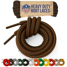 Mercury + Maia Honey Badger Boot Laces, USA Made Indestructible Shoelaces, Round Heavy Duty Bootlaces for Work & Hiking, Chestnut, 60 in (1p)
