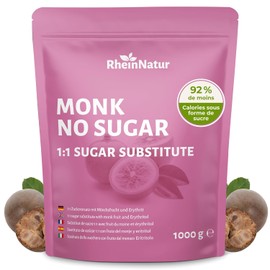 RheinNatur Monk Fruit Sugar Substitute 1 kg - 1:1 Replacement for Sugar from Monk Fruit & Erythritol - Vegan - 1000 g Bag