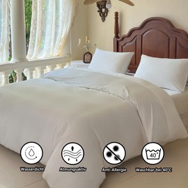 Waterproof Jersey Duvet Cover, One-Sided Waterproof Protective Cover for Children, Elderly, Pets, Dogs, Cats (White, 155 x 220 cm)