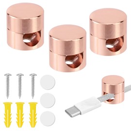 3pcs Cable Anchors for Desk, Phone Charger Cord Holders Metal Adhesive Cable Management Clips Aluminum Wire Organizer for Office Home Desktop Wall Nightstand (Rose Gold)