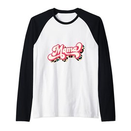 Mama Leopard Print Retro Mothers Day Vintage Womens Raglan Baseball Tee
