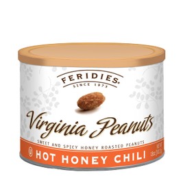 FERIDIES Extra Large Hot Honey Chili Virginia Peanuts, 18oz Resealable Tin