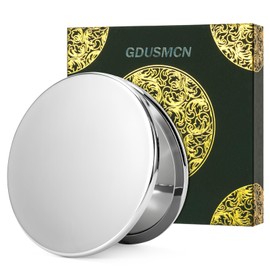 Vintage Bronze Compact Pocket Mirror, 2X Magnifying Double‑Sided Makeup Mirror, One‑Piece Stamped Metal Hand Mirror with Premium Gift Box, Daily travel bags, mirrors, and ladies' gifts(silver)