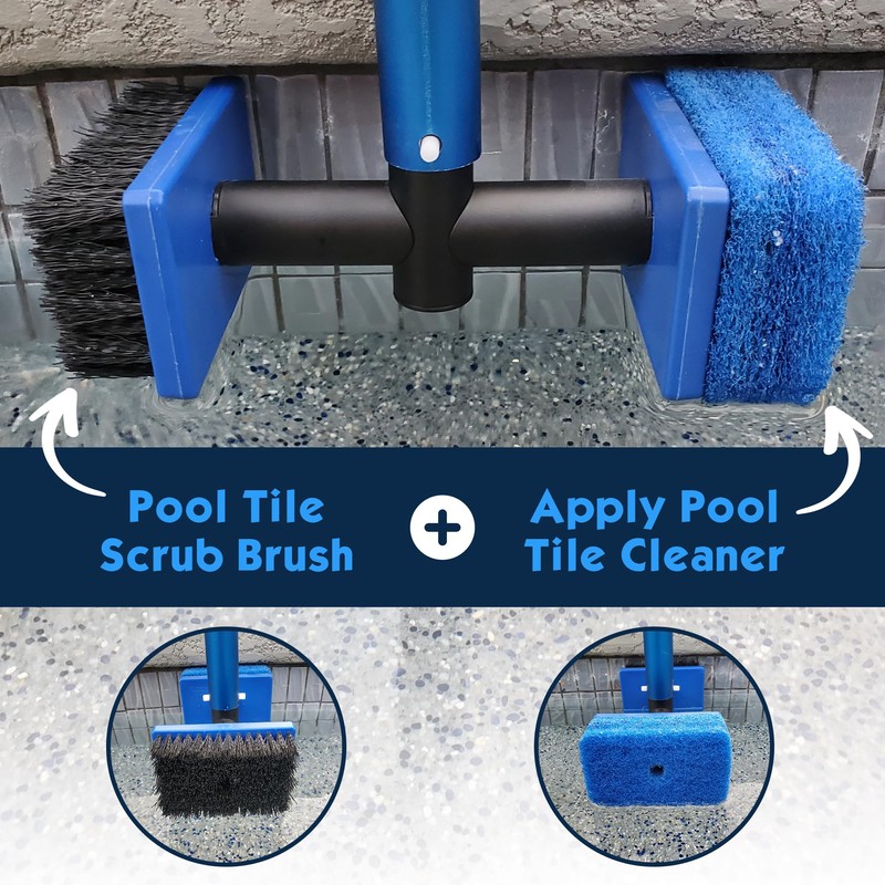 Pool Tile Brush Scrubber 2-in-1 Scrub and Scour Waterline Tile