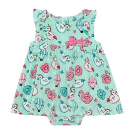 DREAMHALO Baby Girls Bodysuit Dress Viscose from Bamboo Ruffle Sleeve Bodysuits Infant Clothes Summer Outfits 3-24M Swimming Circle 3-6 Months