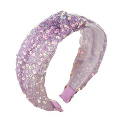 ZYALTFDC Purple Headband Knot Head Band Top Knot Headbands for Girls Women Wide knotted Glitter Headbands for Women sparkly Sequin Hairbands Head Bands for Women's Hair Accessories