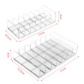 VFANDV Cosmetic Organiser, Eyeshadow, 2 Pieces Eyeshadow Organiser with 7 Slots, Cosmetic Organiser, 2 Sizes, Organiser, Eyeshadow Storage for Cupboard, Dressing Table, Washbasin, Transparent