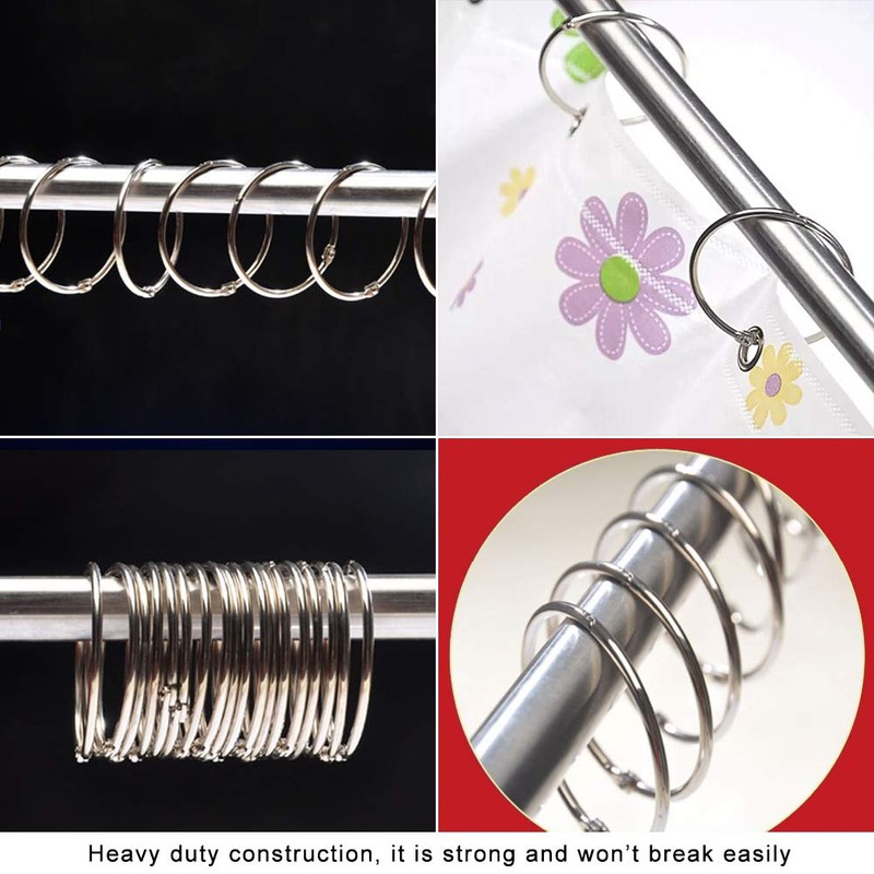 Coideal Large Metal Brushed Nickel Circular Shower Curtain Rings/Loose Leaf
