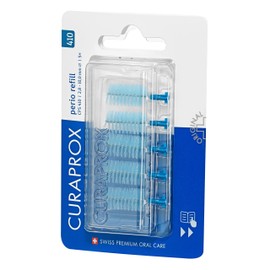 Curaprox interdental Brushes CPS 410 perio, Refill, 5 Pieces, Blue, 2.8 mm Diameter, 10 mm Effectiveness, Refill Pack Without Holder