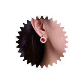 Inateannal Vintage Pearl Ruby Earrings Red Crystal Dangle Earrings Ruby Gemstone Drop Earrings Gold Pearl Circle Stud Earrings Jewelry for Women and Girls