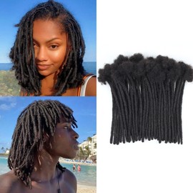 Lounoke 6 Inch 40 Strands Loc Extensions Human Hair, 0.6cm Pencle Size Dreadlock Extensions Human Hair for Women Men Full Handmade Permanent Dreads Locs(Natural Black)