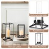 Staymoment Black Metal Lantern Decorative Set of 2 with Hurricane