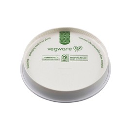 Vegware 89-Series Compostable Food Bowl Lids, Case of 1000, Pull Back Tab, Hot Food Paper Flat Top Fits all 79-Series Paper Containers, Sustainable Board With a Plant Based PLA Lining, Disposable