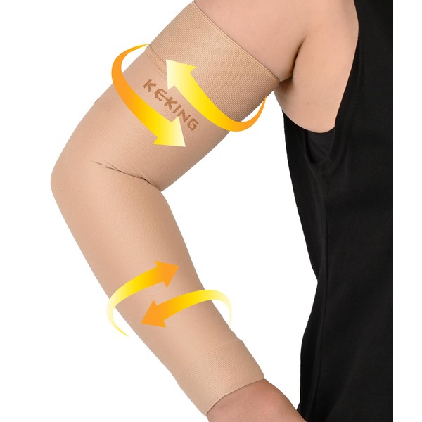 KEKING Lymphedema Compression Arm Sleeves with Silicone Band for Men