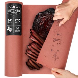 DIY CREW Pink Butcher Paper Roll - 24 Inch x 200 Feet - Food-Grade Peach Butcher Paper for Smoker, BBQ, Smoking and Wrapping Meat - Unbleached, Unwaxed and Uncoated - Made in USA