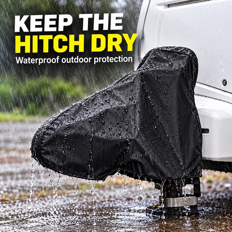 Universal Caravan Towing Hitch Cover, Waterproof UV-Resistant Vinyl Protector with