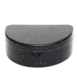 Slim Orthodontic Dental Case - Colour & Glitter Choices for Retainers, Bleaching Trays, Dentures & More (Glitter Black)