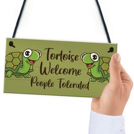 RED OCEAN Funny Tortoise Sign For Home Turtle Sign Pet Gift Hanging Sign For Tank Home Decor