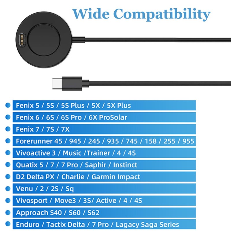 Threeeggs Compatible with Garmin Watch Charger Dock, USB Type-C Charging