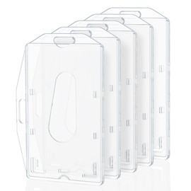 Pawfly - Paquete de 5 soportes verticales y horizontales para tarjetas con ranura para el pulgar, protector de PC duro y transparente para tarjetas de crédito, tarjeta de crédito, licencia de conducir