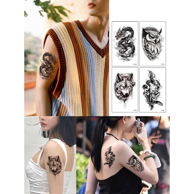 WST-P-30 Japanese Pattern Tattoo Stickers, Set of 30 Stickers, Waterproof,