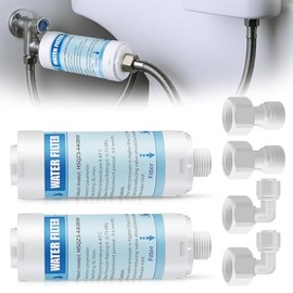 2 Pack Bidet Water Filter and Adapter for Electric Bidet Toilet Seats, Reduce Mineral Deposits & Soften Hard Water, Essential Protection for Smart Toilet, Compatible with 1/2", 3/8", 1/4" Hoses