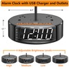 Alarm Clock Lamp with USB-A and USB-C Charger and Outlets