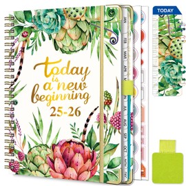 Gumiho Weekly Planner 2025 2026 Spiral - A5 School Planner (July 2025 - June 2026) - 12 Month Diary with Pen Loop, Ruler Bookmark and Plan Stickers (Light Green)