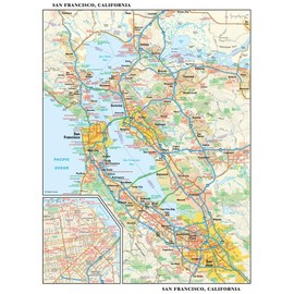 San Francisco, California Wall Map, Small - 11.25" x 14.5" Laminated