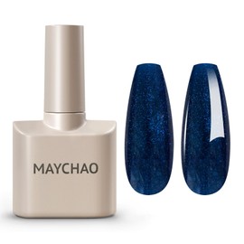 MAYCHAO 15ML Deep Blue Glitter Gel Nail Polish 1Pc Blue Shimmer Gel Polish Soak Off UV LED Nail Polish Nail Art Starter Manicure Salon DIY at Home, 0.5 OZ