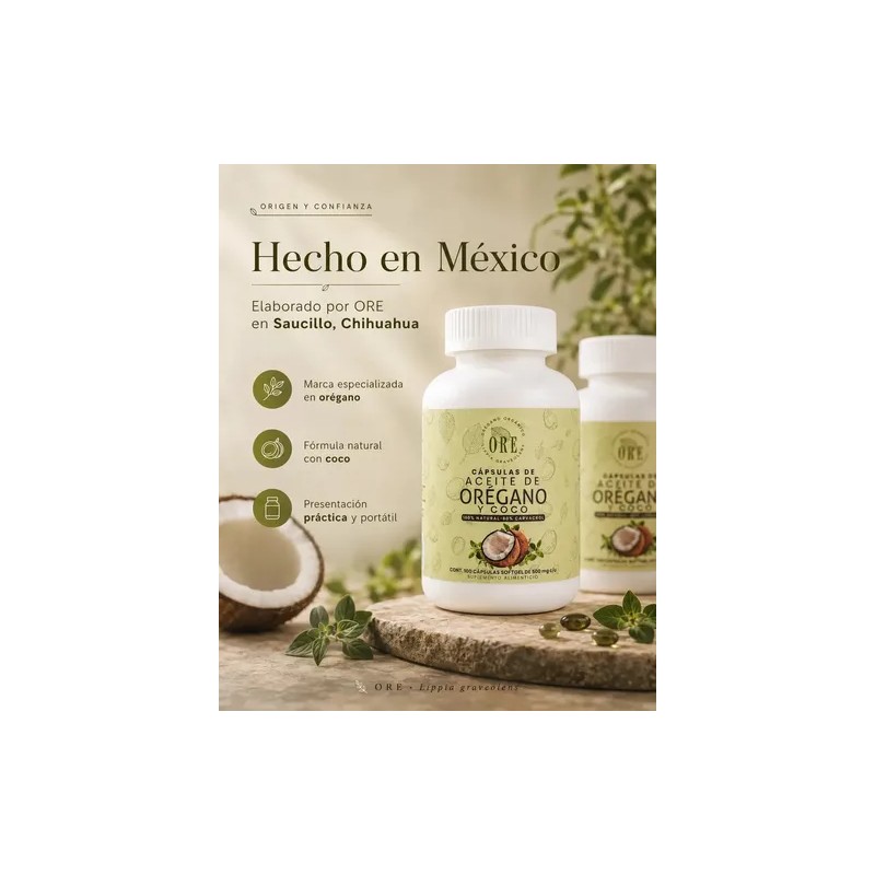 Aceite De Orégano Y Aceite De Coco En Capsulas 100