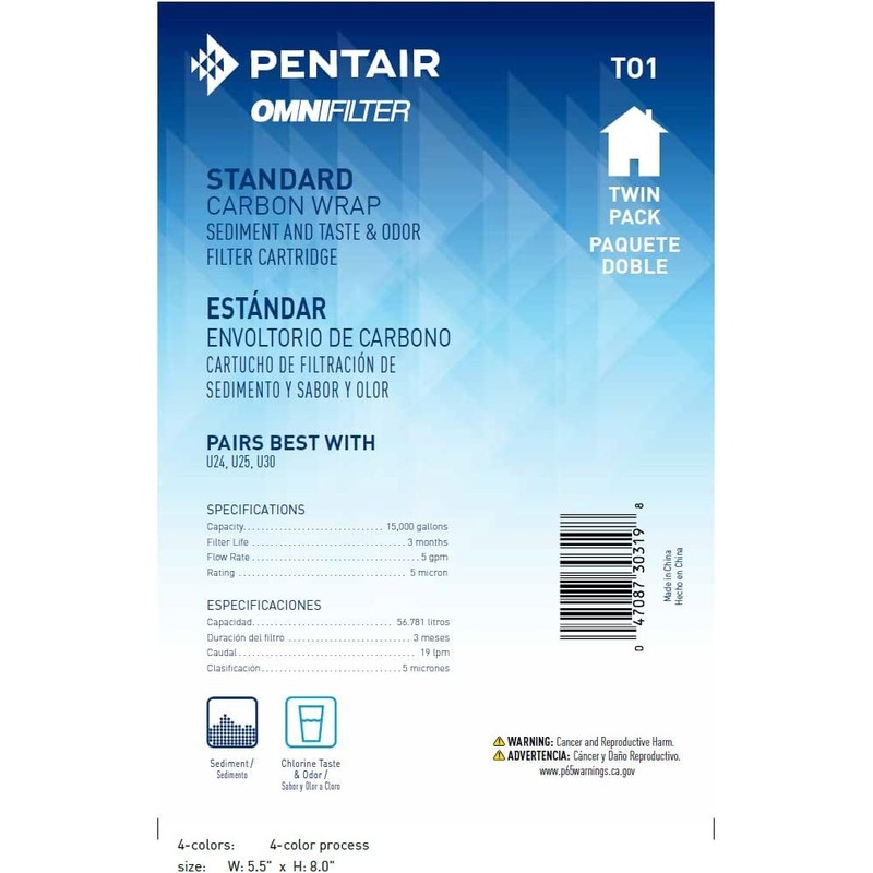 Pentair OMNIFilter TO1 Carbon Water Filter, 10-Inch, Standard Whole House