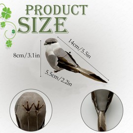 LWINGFLYER Northern Mockingbird Realistic Gray Artificial Birds Ornaments Feathered Bird Model for Decoration Arts & Crafts Photo Props Floral Arrangements Home Decor Figurines